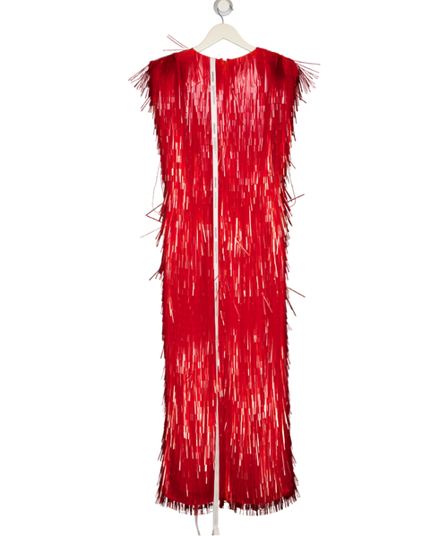 ARRANGE All Over Shard Sequin Strong Shoulder Maxi Dress In Red UK 8