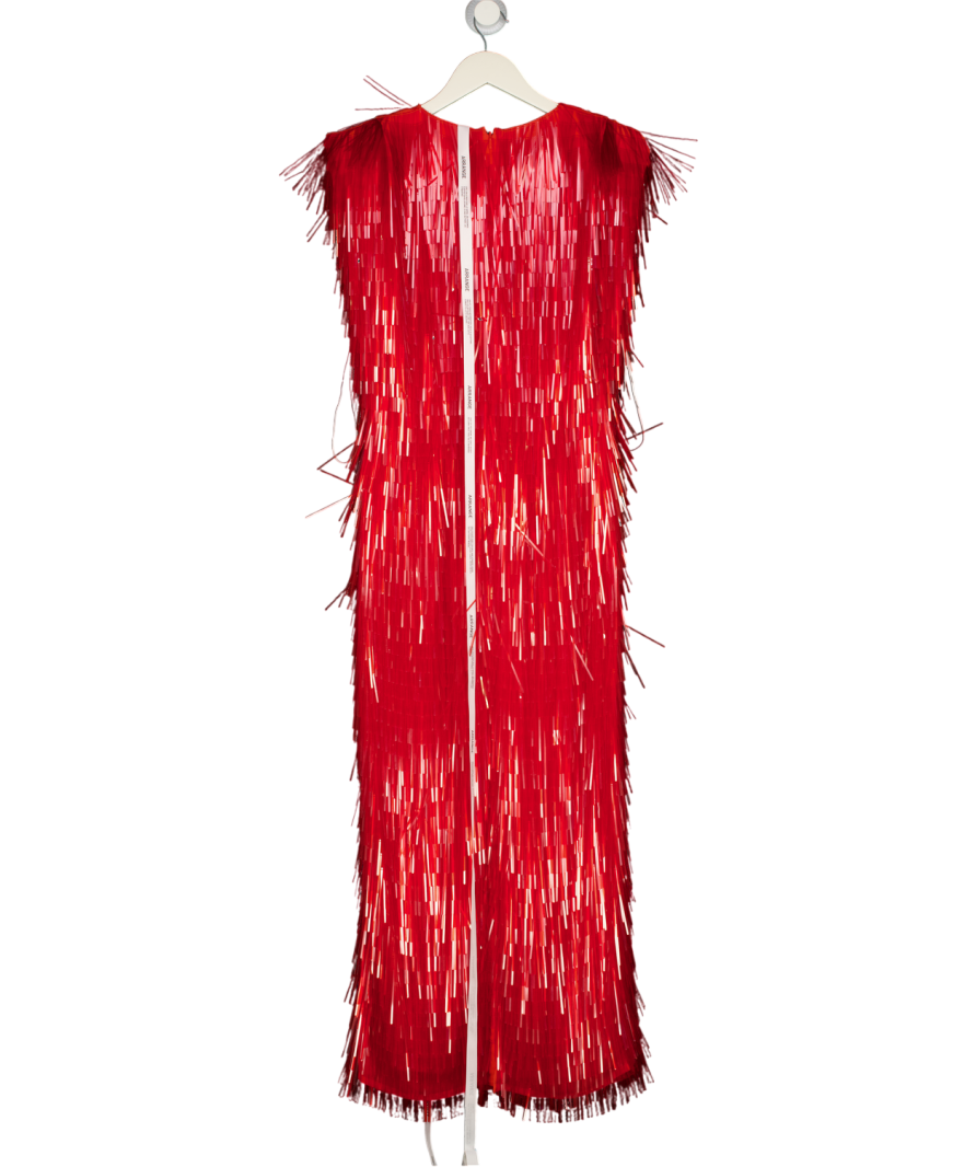 ARRANGE All Over Shard Sequin Strong Shoulder Maxi Dress In Red UK 8