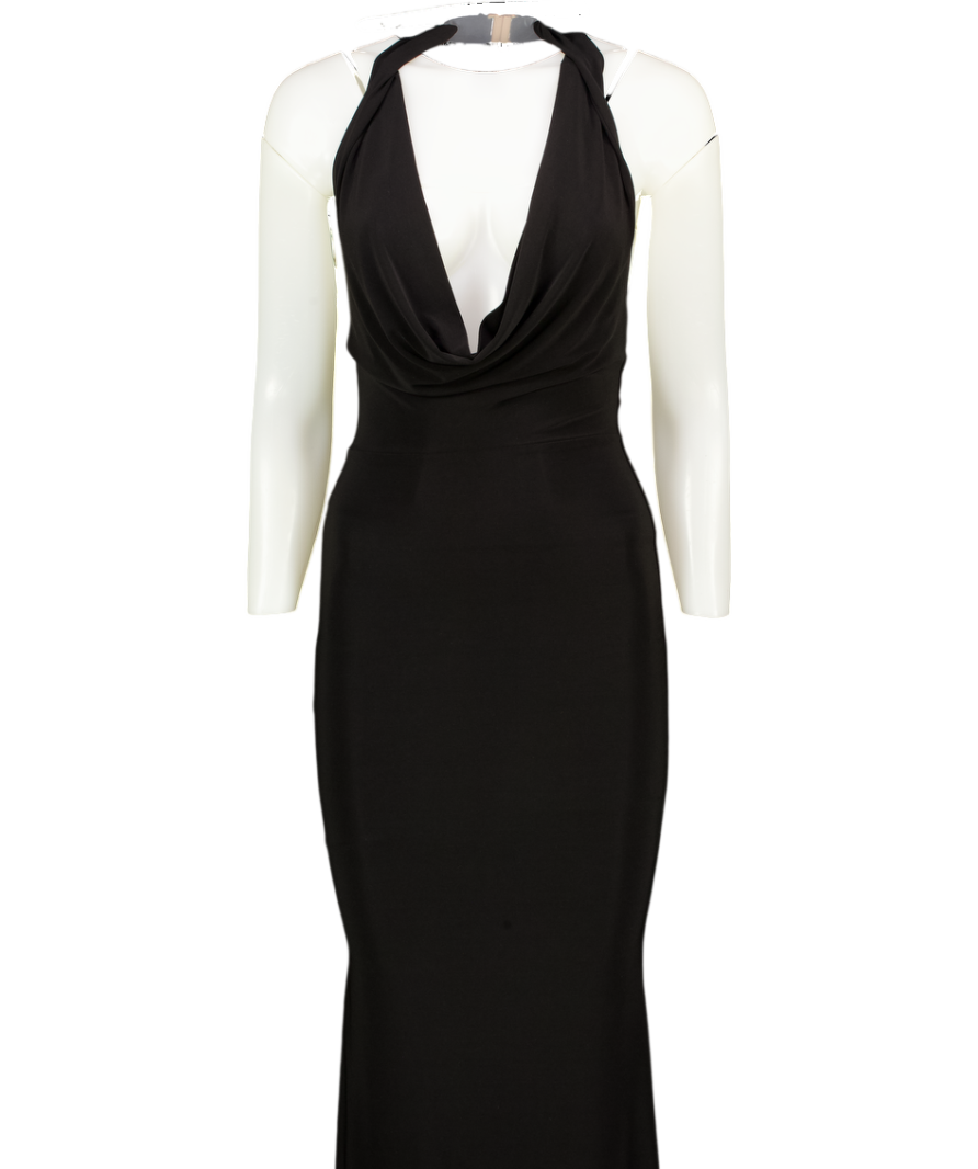 CLUB L Black Cowl Front Jersey Maxi Dress UK 8