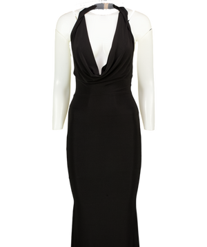 CLUB L Black Cowl Front Jersey Maxi Dress UK 8