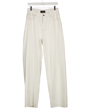 WHITE FOX Mid Rise Barrel Leg Jeans Off White UK M