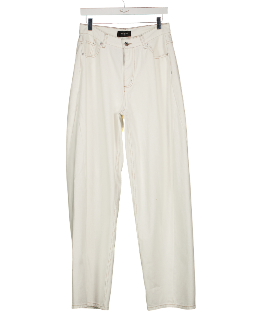 WHITE FOX Mid Rise Barrel Leg Jeans Off White UK M