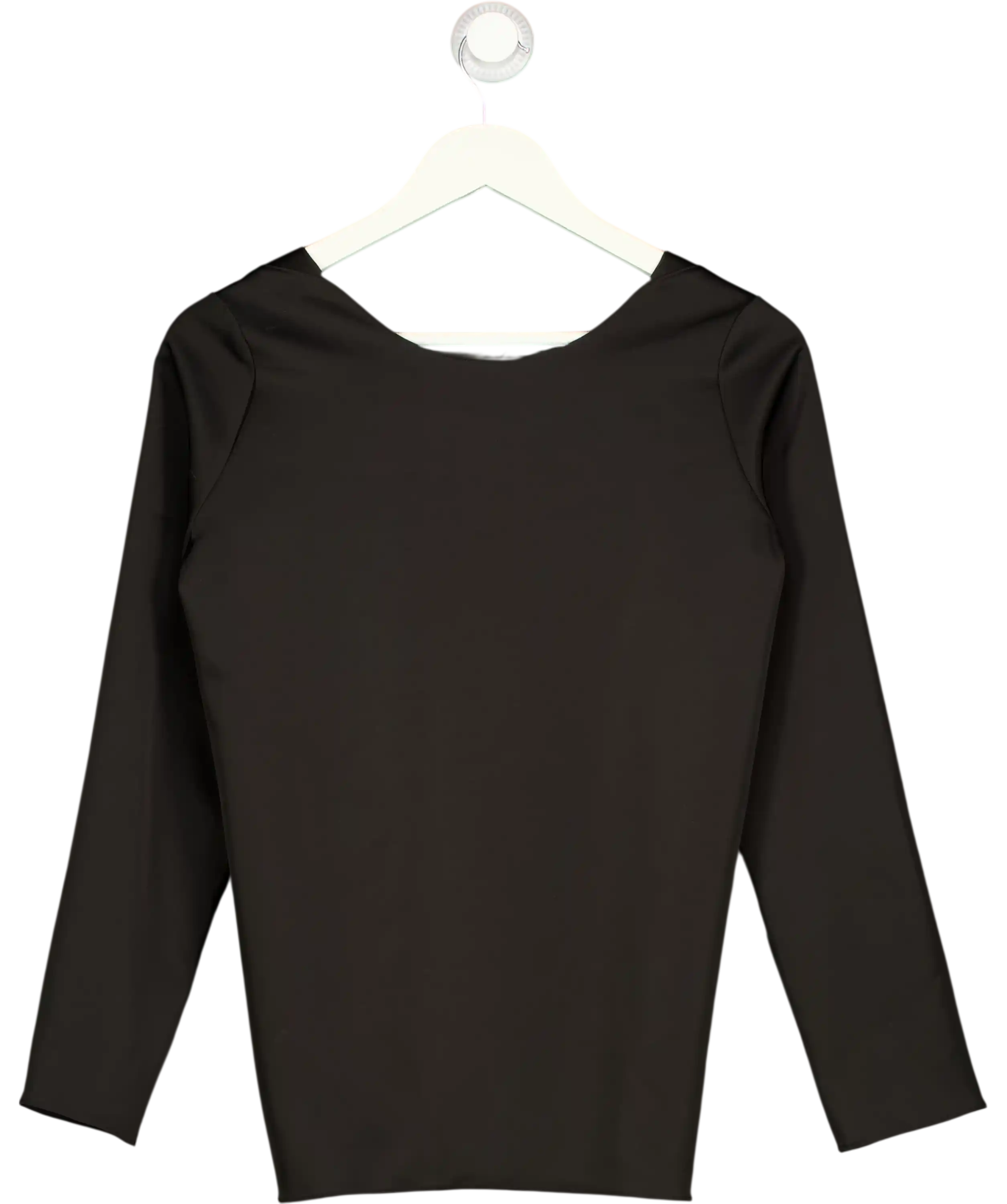 LESET Black Triacetate Tie Back Long Sleeve Top UK S