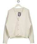 THE COUTURE CLUB Cream V-neck Embroidered Monogram Cardigan UK XS