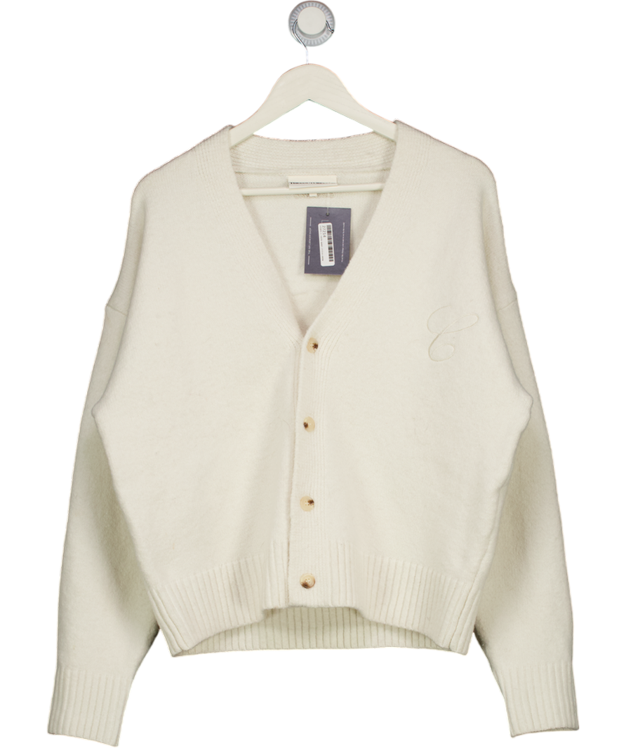 THE COUTURE CLUB Cream V-neck Embroidered Monogram Cardigan UK XS