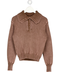 SCUFFERS Agnes Brown Knit Polo Jumper UK M