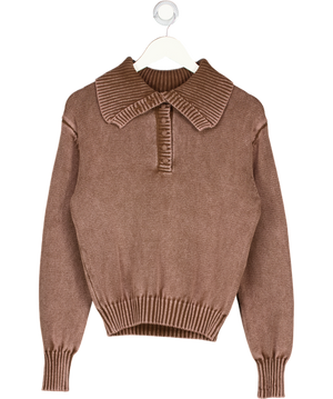 SCUFFERS Agnes Brown Knit Polo Jumper UK M