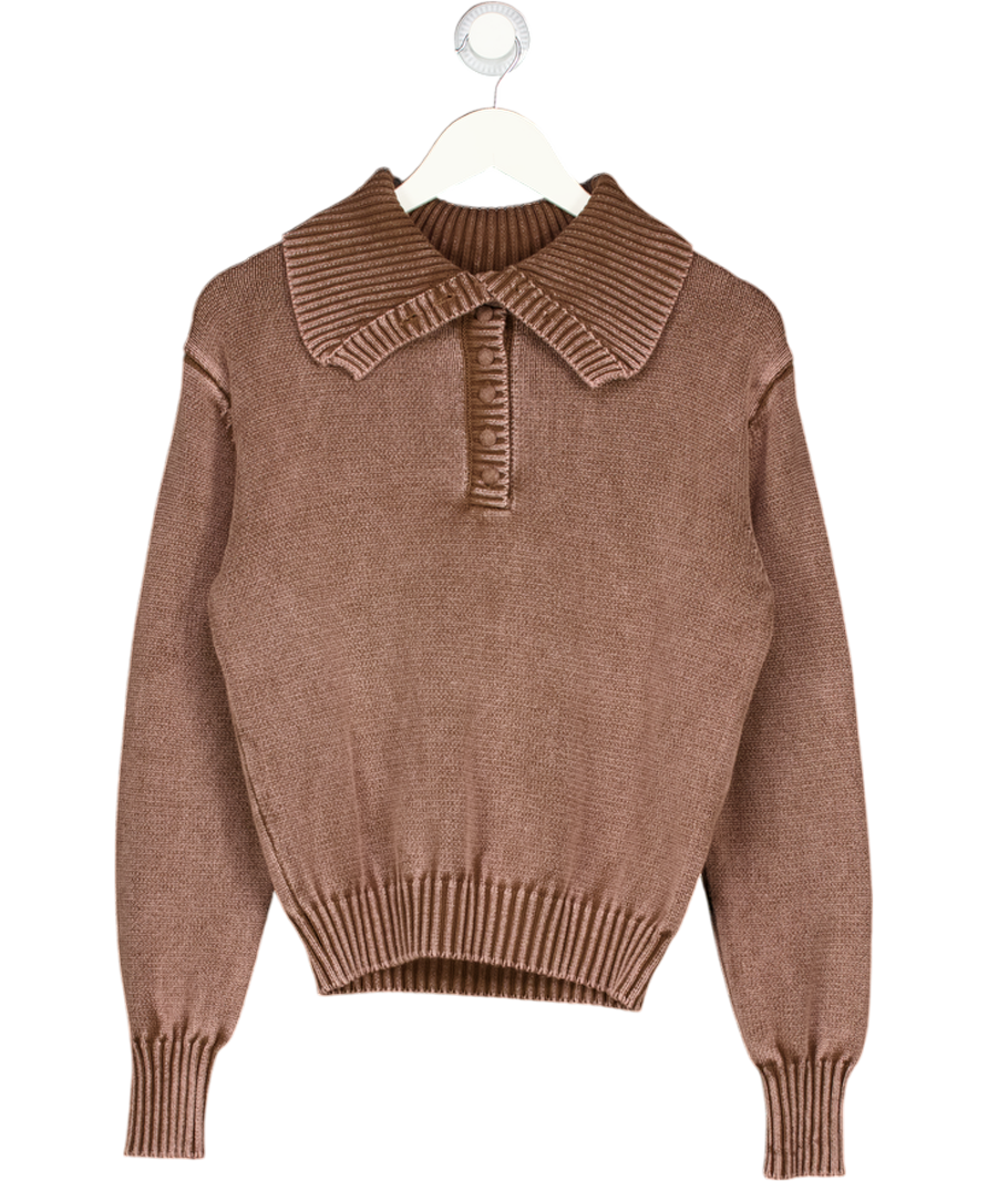 SCUFFERS Agnes Brown Knit Polo Jumper UK M