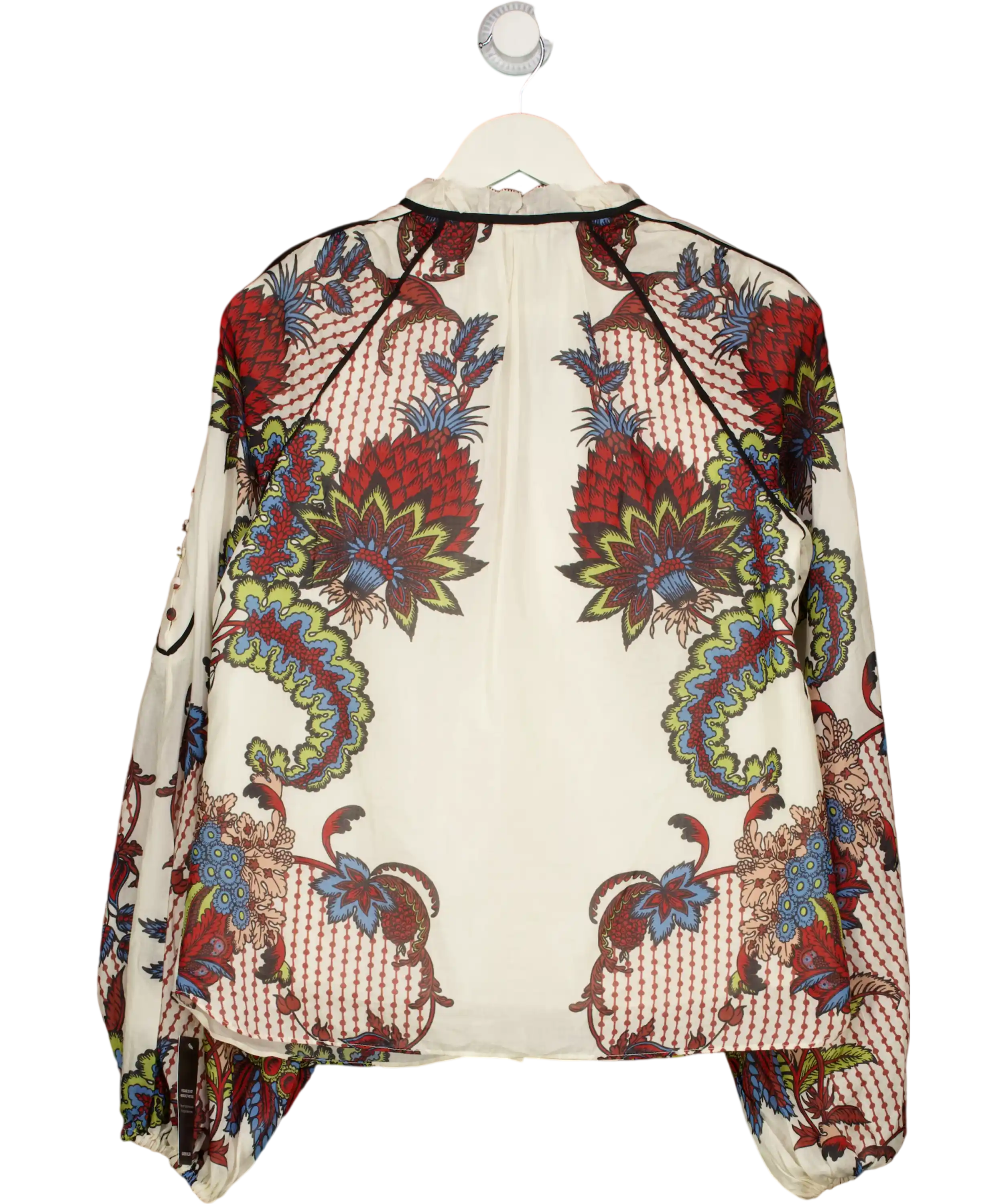 Karen Millen Multicoloured Mirror Print Silk Cotton Button Detail Woven Blouse UK 10