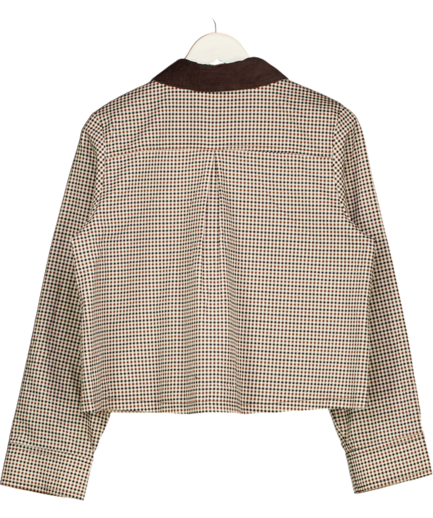 H&M Brown Corduroy-collar Twill Jacket UK XS