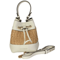 Strathberry Cream Ivory Leather-raffia Osette Top-handle Bag with crossbody strap