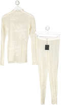 ZARA Floral Print Cream Crochet Trouser Set UK S
