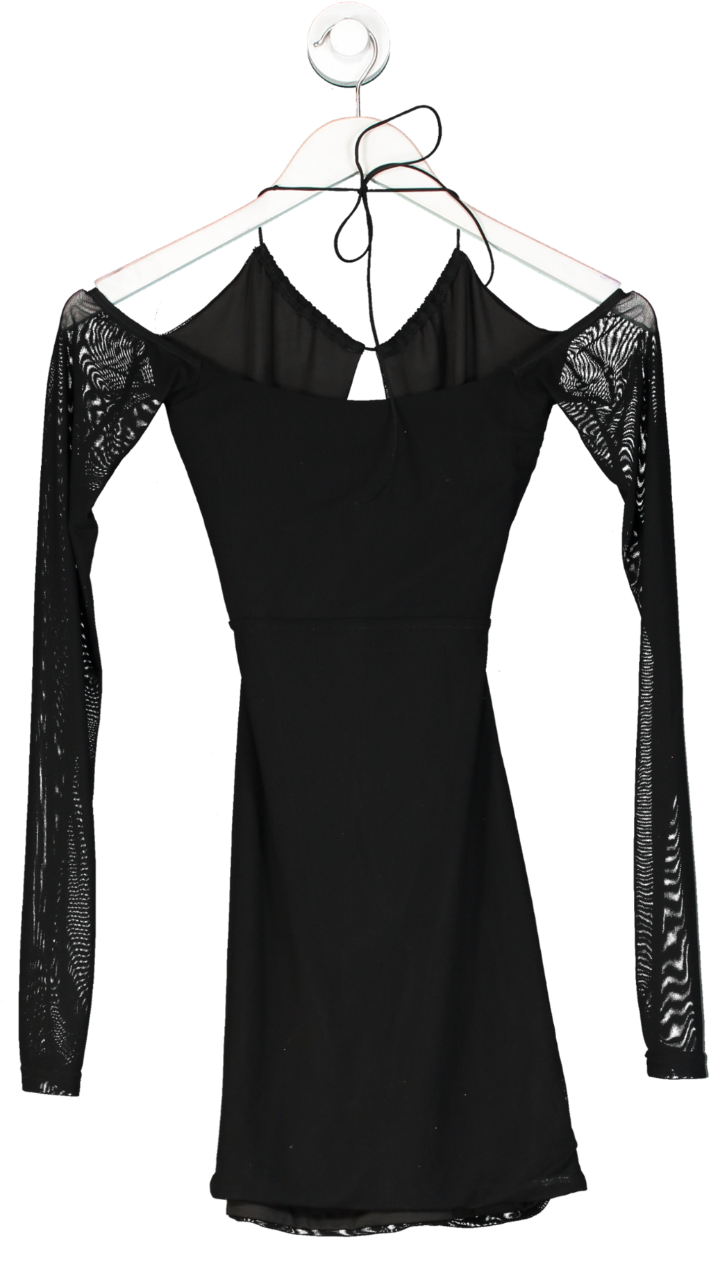 White Fox Black Cut Out Mesh Mini Dress UK XS