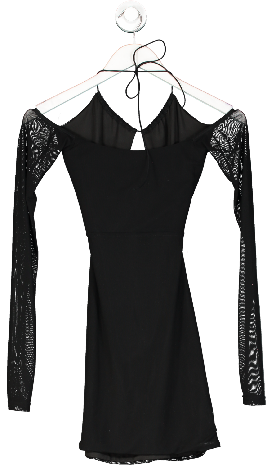 White Fox Black Cut Out Mesh Mini Dress UK XS