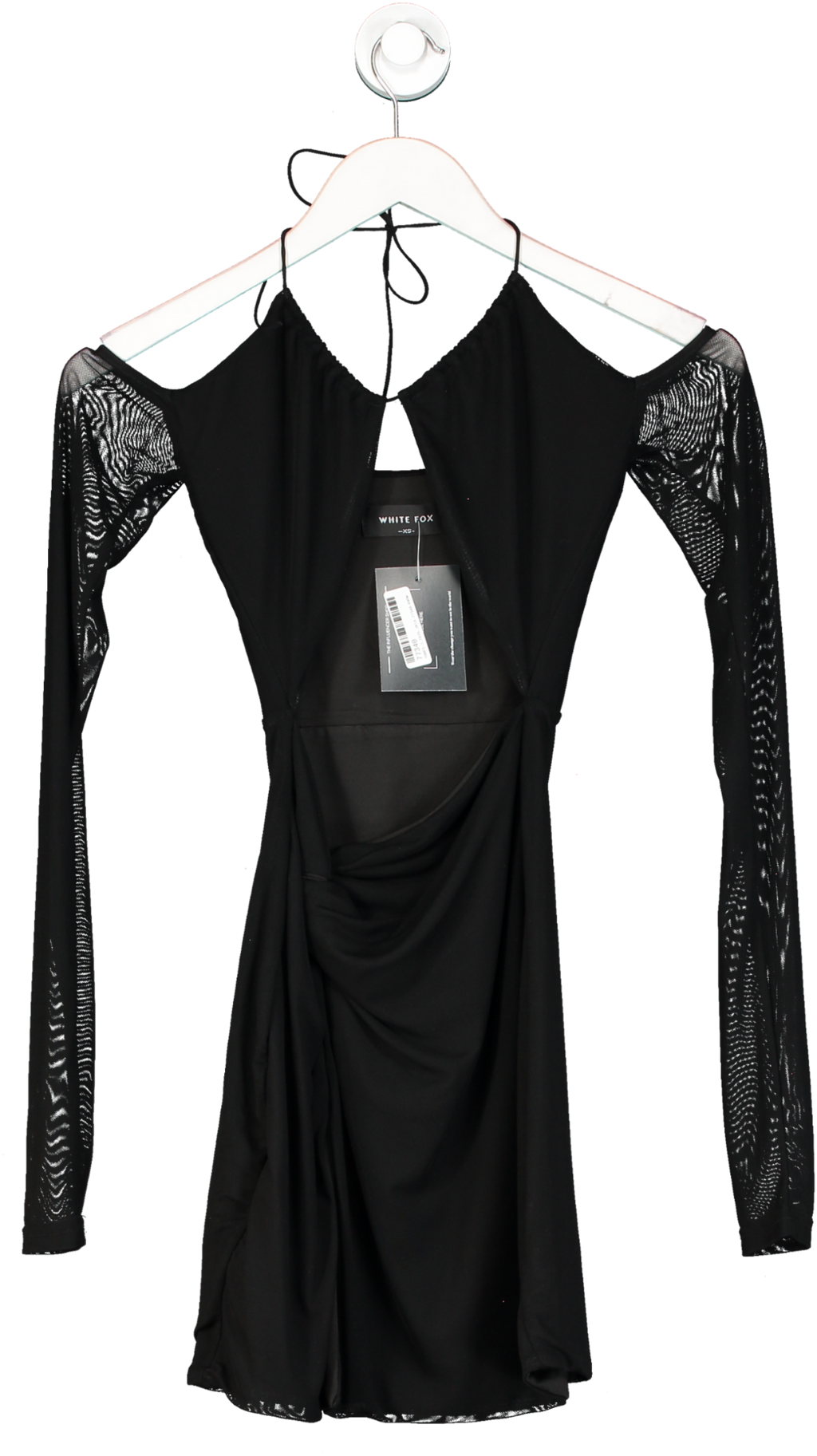 White Fox Black Cut Out Mesh Mini Dress UK XS