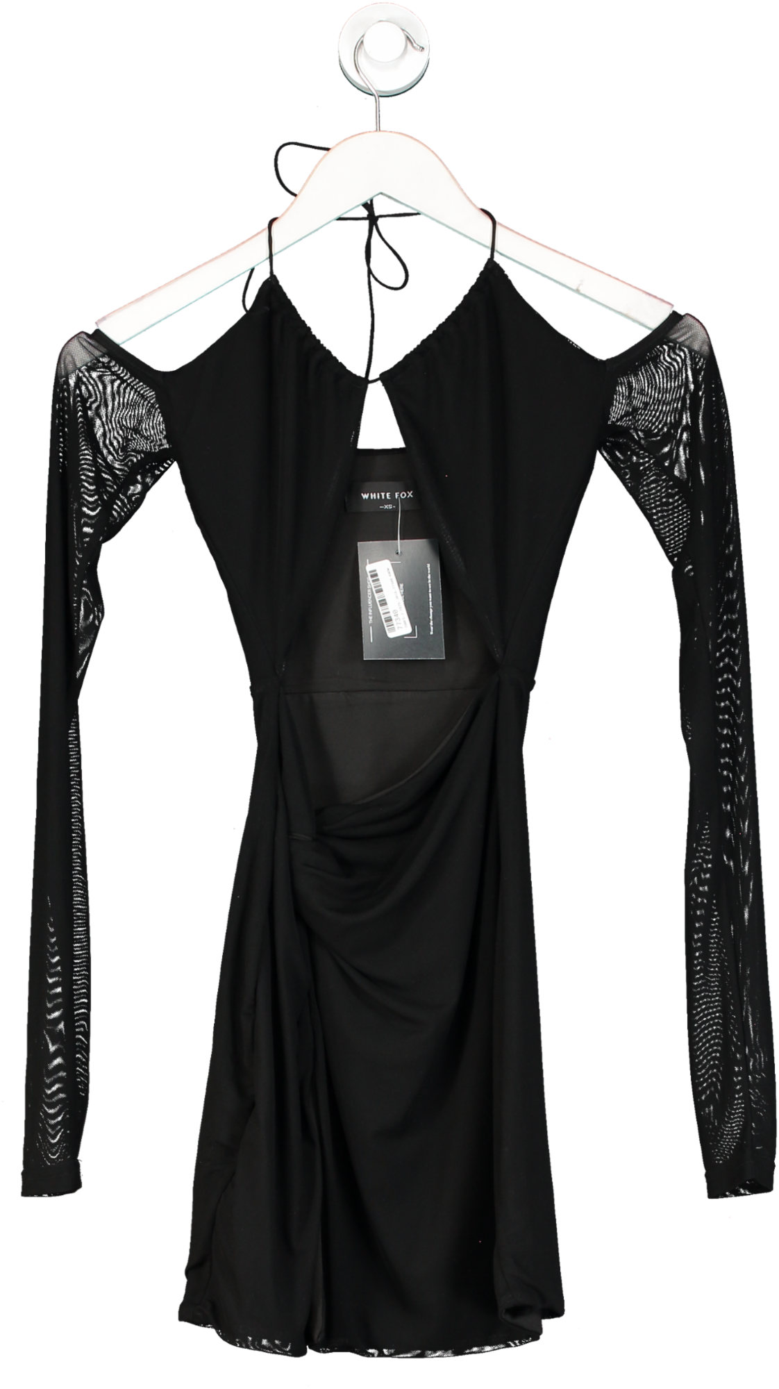 White Fox Black Cut Out Mesh Mini Dress UK XS