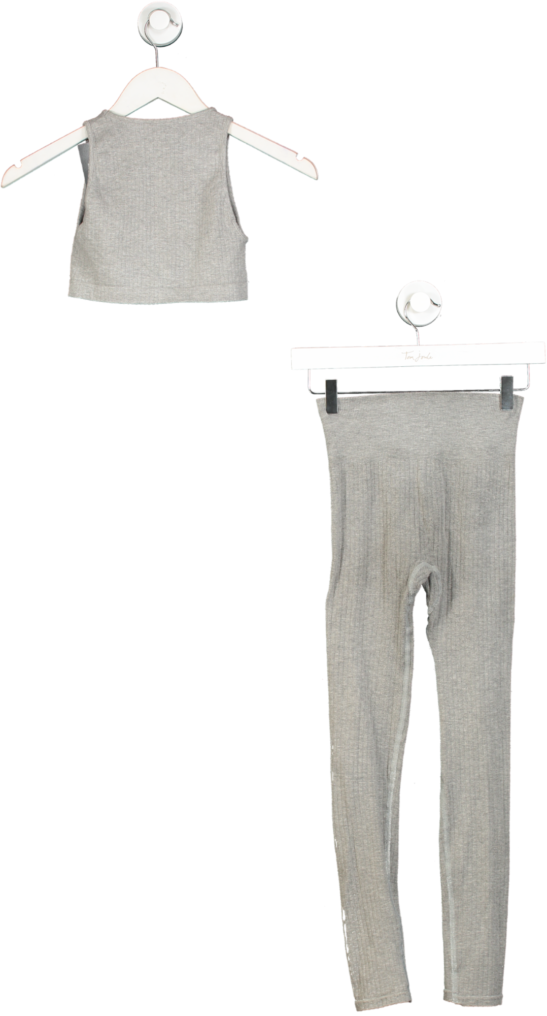 t/ala Grey Sculpt Seamless Ribbed Racer Tank And Leggings Set UK XS