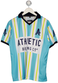 Athlectic Brewing Co Blue Branded Stripe Football Shirt UK L