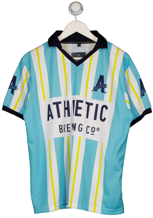 Athlectic Brewing Co Blue Branded Stripe Football Shirt UK L