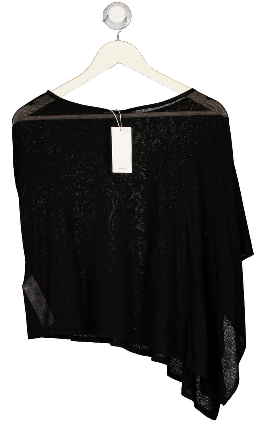 MANGO Black Asymmetrical Knitted Cape UK XS/S