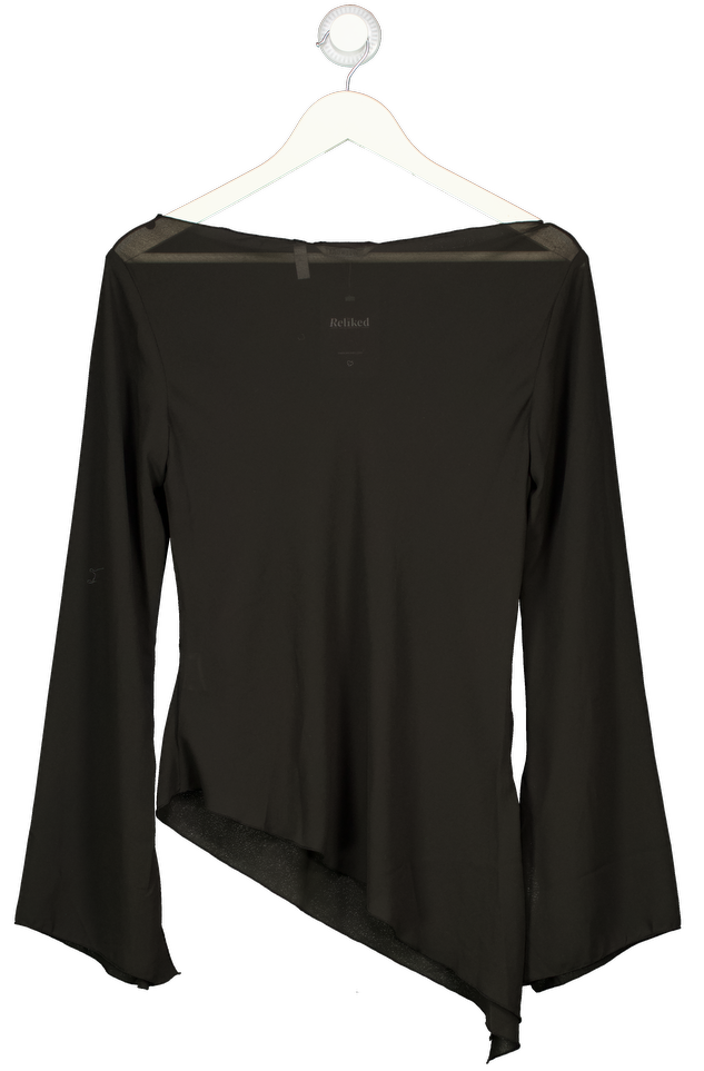 Weekday Black Long-sleeved Wide Neck Top UK S