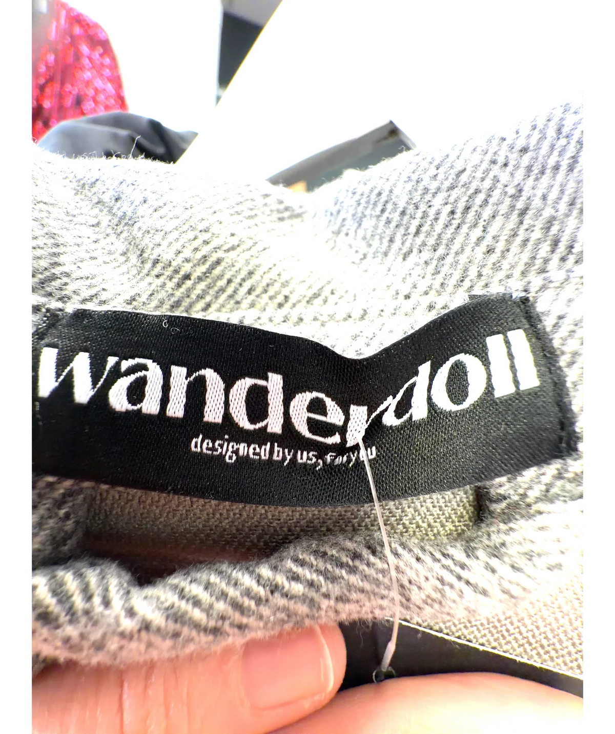 WANDERDOLL Grey grey tweed-style button-through jacket, size UK XS — detail