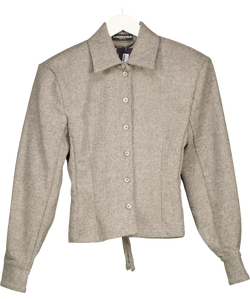 WANDERDOLL Grey grey tweed-style button-through jacket, size UK XS — front