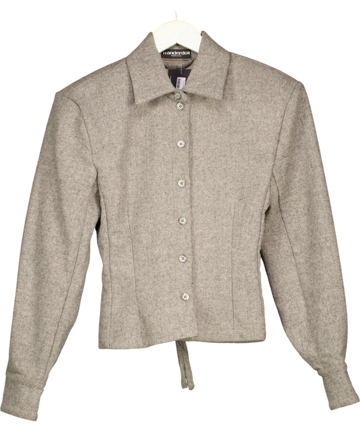 WANDERDOLL Grey grey tweed-style button-through jacket, size UK XS — front