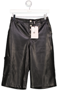ACEV LES FILLES Black Butter Soft Faux Leather Long Shorts UK 6