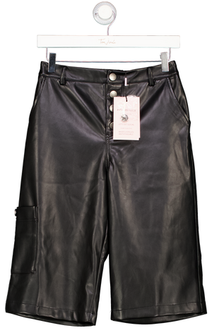 ACEV LES FILLES Black Butter Soft Faux Leather Long Shorts UK 6
