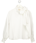 SEZANE White Tie Neck Cotton Blouse UK 10