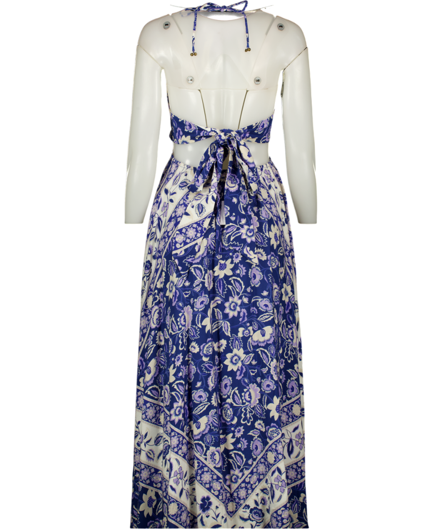 Spell Blue Floral Halterneck Maxi Dress UK XS
