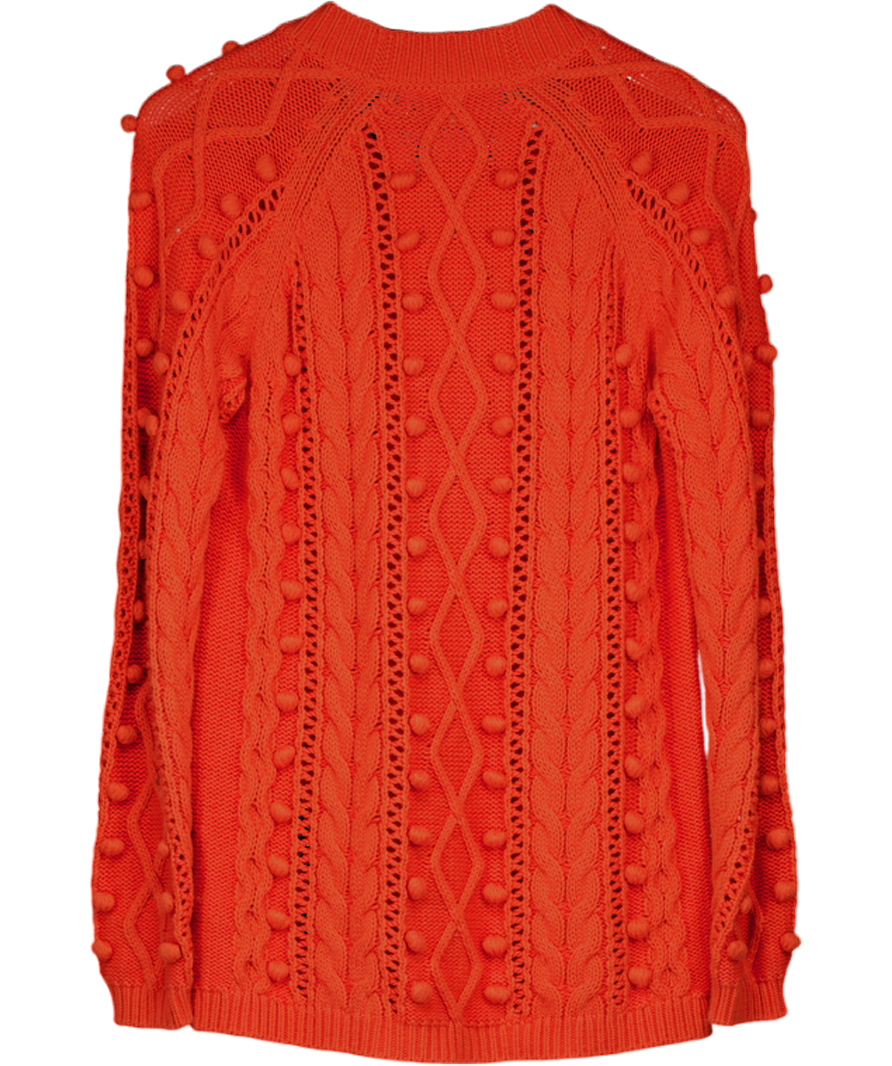 BURBERRY BRIT Orange Cotton Cashmere  Blend Bobble Knit Jumper UK M