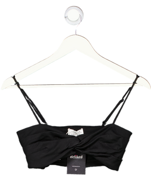 & Other Stories Black Textured Bandeau Bikini Top UK XS