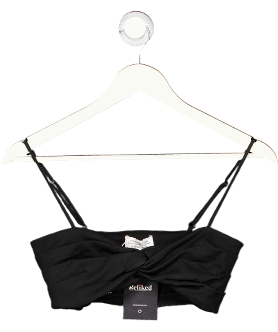 & Other Stories Black Textured Bandeau Bikini Top UK XS