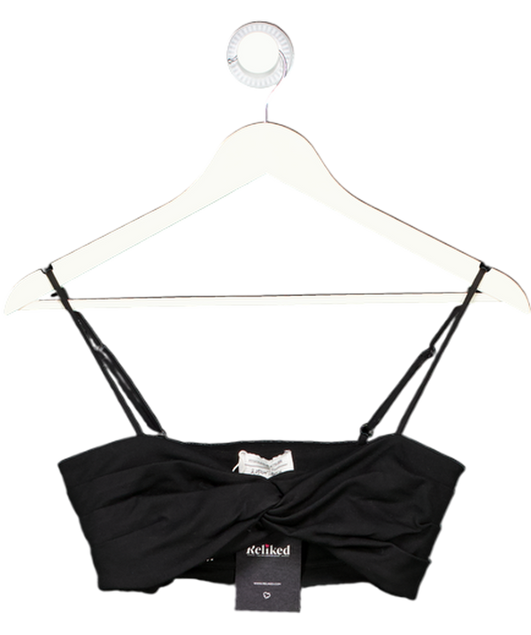 & Other Stories Black Textured Bandeau Bikini Top UK XS
