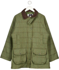 JACK ORTON Green Plaid Tweed Wool Blend Quilted Country Coat UK M