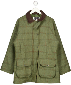 JACK ORTON Green Plaid Tweed Wool Blend Quilted Country Coat UK M