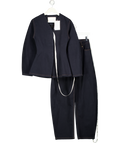 MAEBE 2-piece Navey Blue Denim Balloon Sleeve Jacket & Banana Leg Jeans Set UK 4