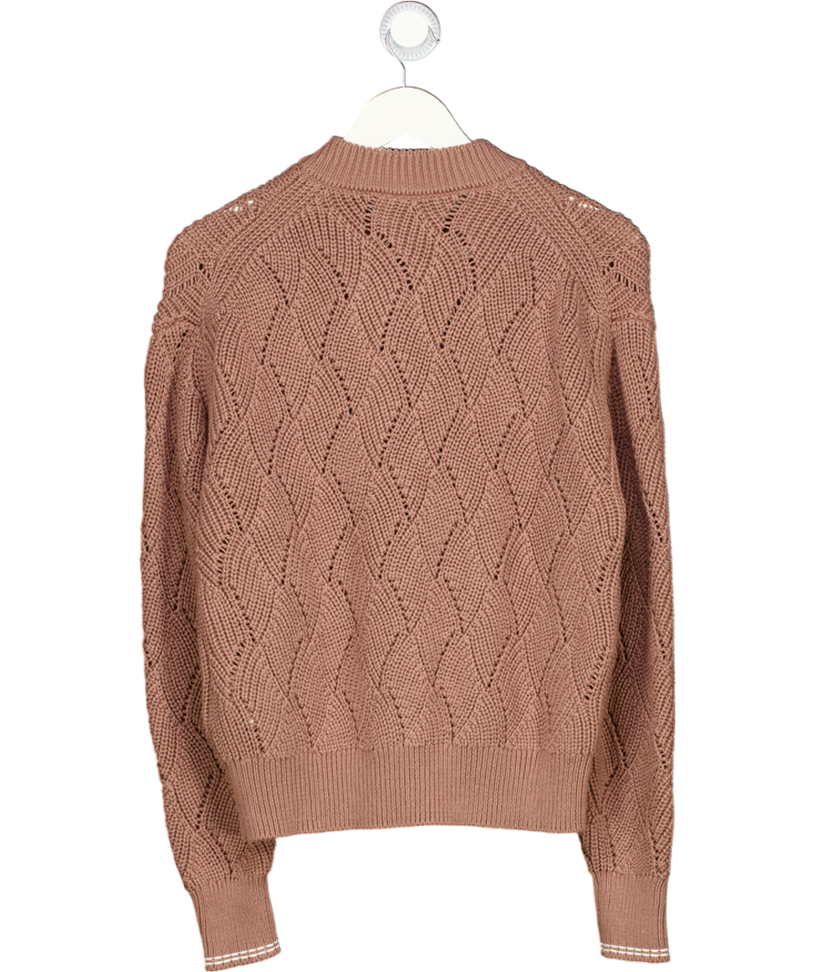 VARLEY Brown Venner Knit Jacket Cardigan - Brownie UK XXS