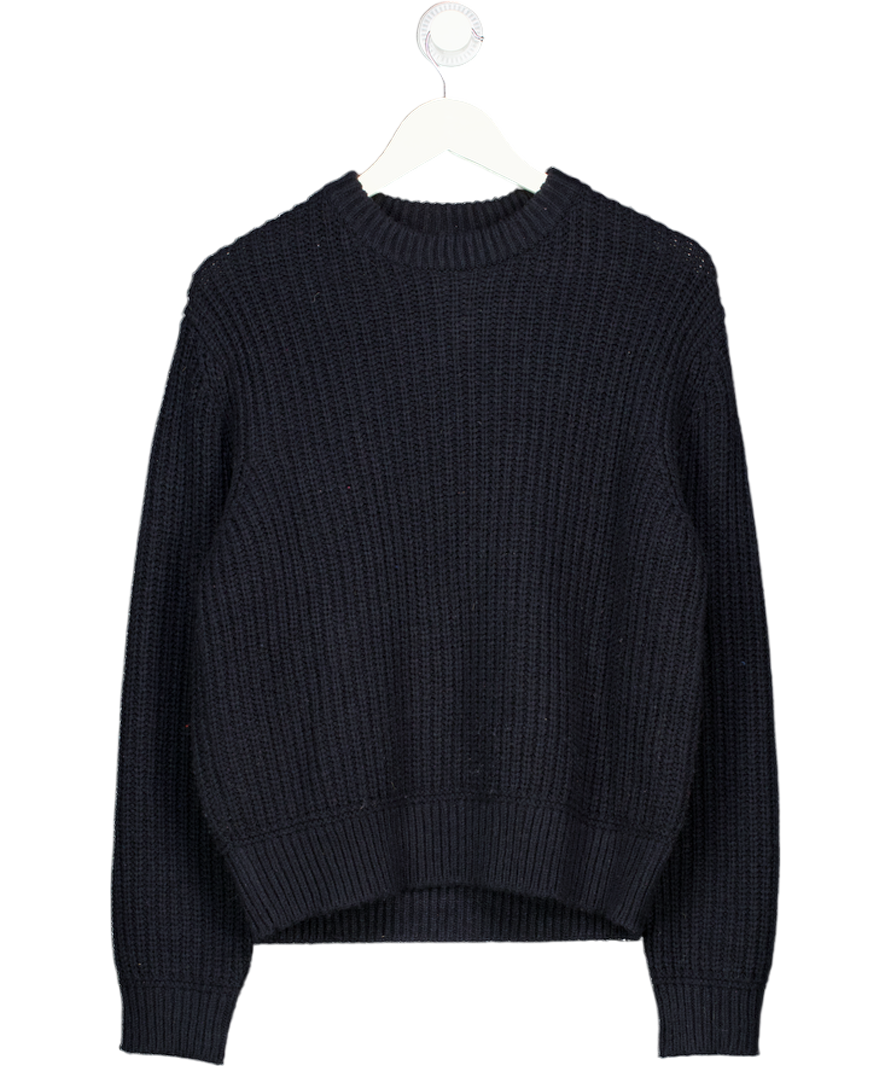 ZARA Blue Ribbed Knit Crew Neck UK S