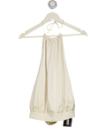 WHITE FOX Cream Satin Backless Halter Neck Top UK S