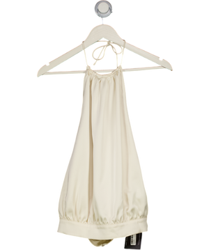 WHITE FOX Cream Satin Backless Halter Neck Top UK S