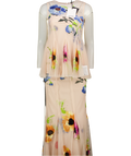 ARRANGE Pale Pink Embroidered Floral Pleated Maxi Skirt & Pleated Top Set UK 8