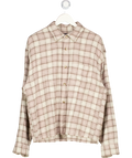 ABERCROMBIE & FITCH Beige Cropped Check Slub Flannel Shirt In Light Brown UK L
