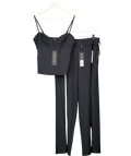 WHITE FOX 2-piece High Line Top And Wide Leg Trousers In Navy Blue Pinstripe UK M