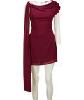 MESHKI Daisie Chiffon Mini Dress - Wine Red UK XS