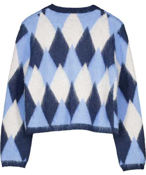 ANTHROPOLOGIE Blue Argyle Cardigan UK S