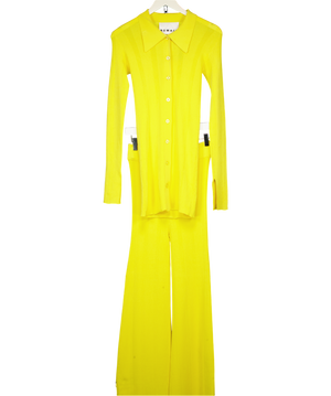 REMAIN BIRGER CHRISTENSEN 2-piece Yellow Longline Cardigan And Straight-leg Lounge Pants Set UK 8