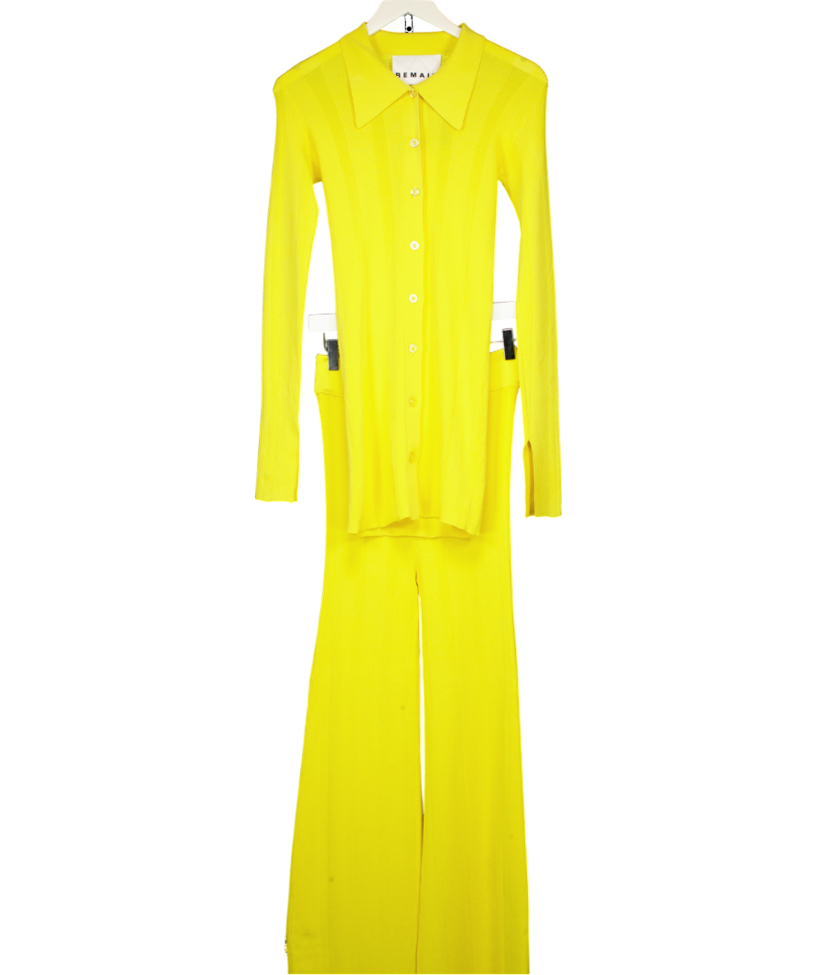 REMAIN BIRGER CHRISTENSEN 2-piece Yellow Longline Cardigan And Straight-leg Lounge Pants Set UK 8